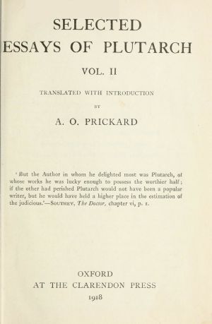 [Gutenberg 62858] • Selected Essays of Plutarch, Vol. II.